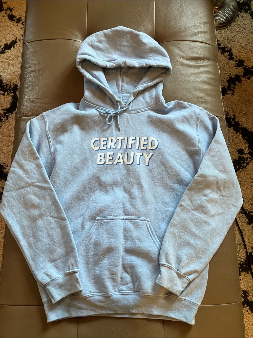 Men Certified Beauty Light Blue Hoodie